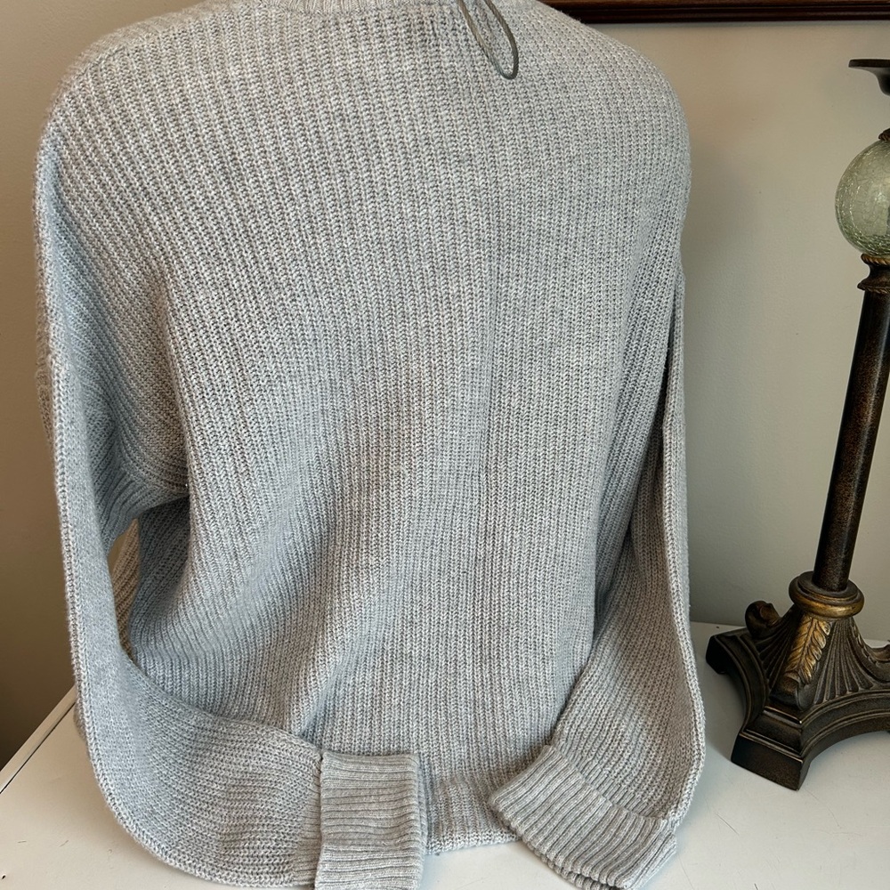 American Eagle Grey Long Sleeve Ribbed Knit Oversize Sweater Size XL Wool Blend - Picture 7 of 13